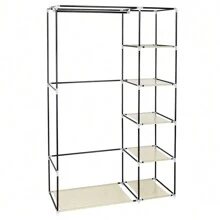Armoire à vêtements portable de 69" en tissu non tissé, avec double barre de rangement