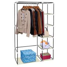Armoire à vêtements portable de 69" en tissu non tissé, avec double barre de rangement