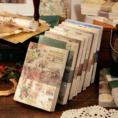 100 Hojas De Papel Para Álbum De Recortes De Fondo Decorativo Diy Con Tema De Libro Antiguo, Pintura De Aceite, Collage De Flores, Retratos Y Técnica De Decoupage.