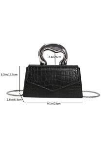 low tea 1pc Crocodile Pattern Women's Crossbody Bag - Black - View 7
