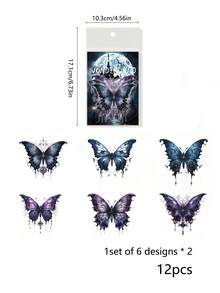 1 Set Diario De Estilo Gótico Retro Europeo Con Estampado En Caliente De Mariposas Coloridas Para Hacer Uno Mismo - Azul - Ver 2