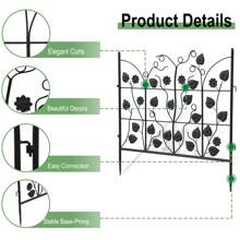 UNHO Garden Metal Fence Panels, 26in X 11ft Outdoor Rustproof Wrought Iron Landscape Fencing Wire Gate Border Edge Folding Set Of 5 - 黑色 - 查看 9