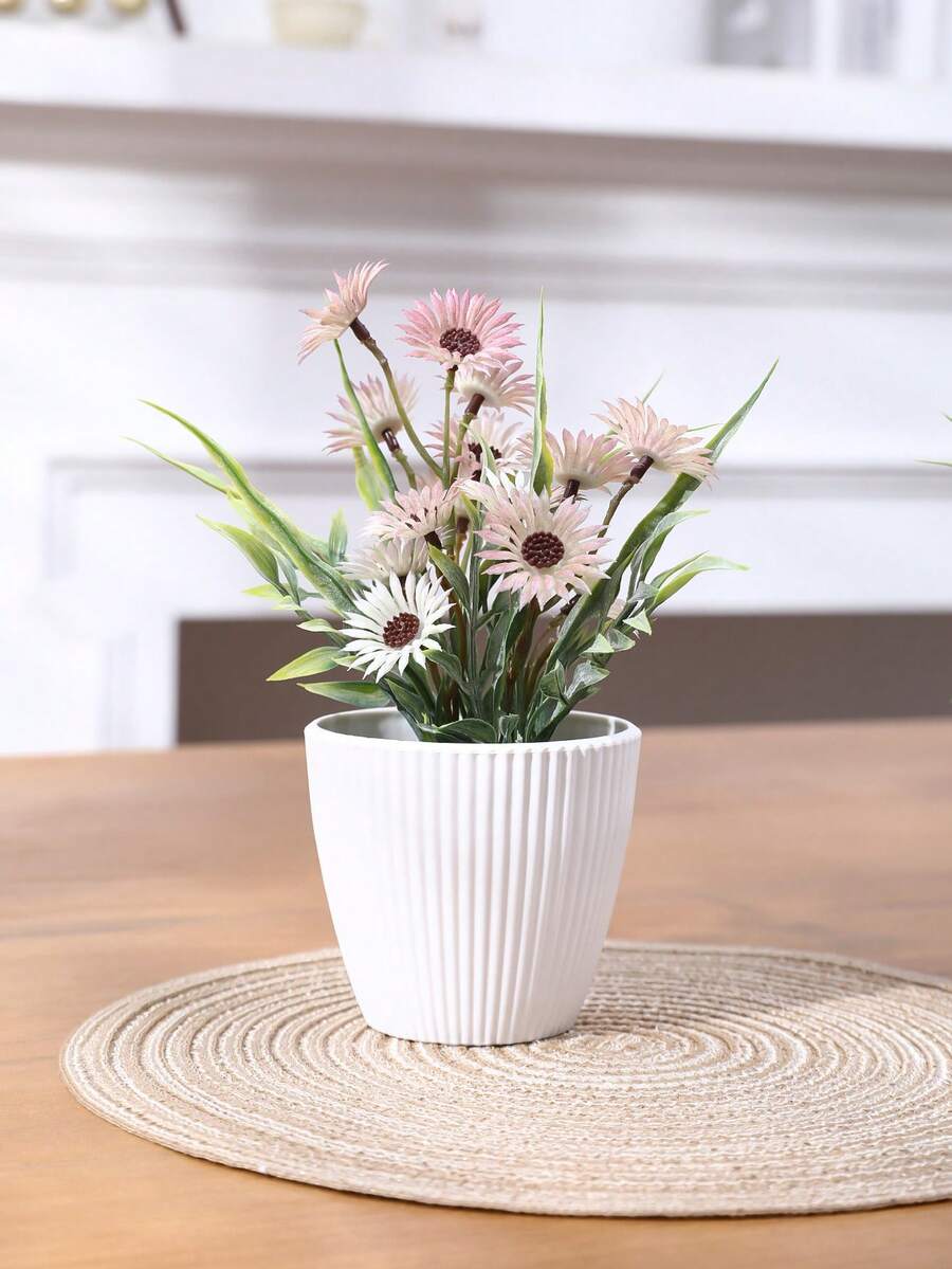 1入22cm(高)模擬小晴菊竹葉盆栽,適用於家庭酒店購物中心學校農舍花園新年派對裝飾