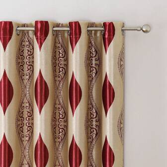 1pc American Style Double Sided Jacquard Thermal Insulated Blackout Window Curtain With Eight-petal Flower