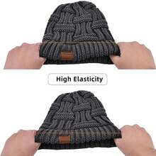 1pc Women Cable Knit Acrylic Thick Warm Soft Elasticity Ponytail Beanie For Cold Weather Outdoor Activities - Dark Grey - View 5