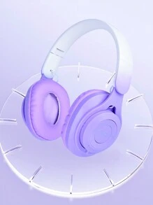 Gerripuer 全新渐变色无线耳机，可折叠包耳式，兼容智能手机，Type-C接口，黑色/卡其色，高清音乐，重低音，情人节、新年、圣诞节的可爱礼物 - 紫色 - 查看 3