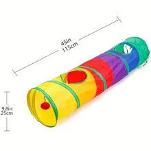 1入組彩虹寵物隧道玩具,貓咪遊戲拼圖,可摺疊設計 - 彩色 - 查看 5