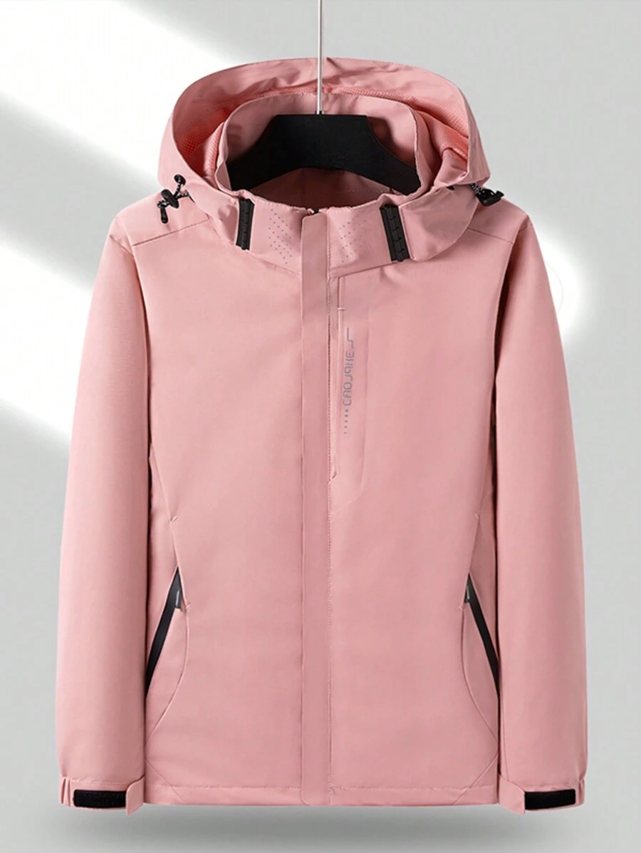 2023年新款戶外女士防風外套,春秋季透氣運動休閒徒步固色夾克 - 粉色 - 查看 1