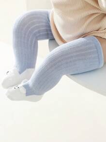 1 雙嬰兒卡通條紋及膝襪,柔軟舒適緊身褲適合日常穿著