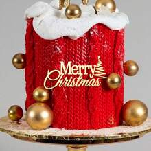 1入組加厚亞克力聖誕快樂蛋糕插件,適用於聖誕派對用品