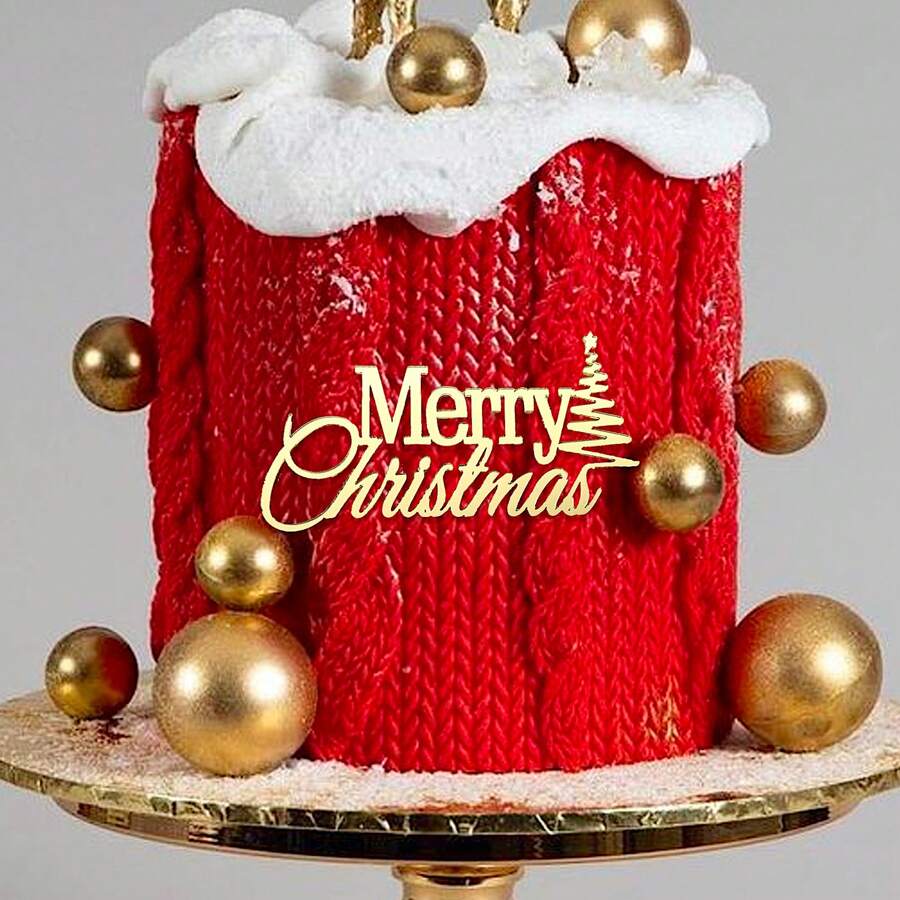 1入組加厚亞克力聖誕快樂蛋糕插件,適用於聖誕派對用品