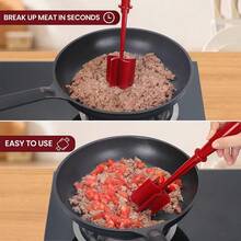 1pc Handheld Kitchen Meat Chopper For Mincing, Grinding And Crumbling Meat - Red - View 4