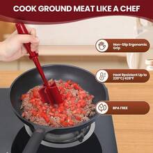 1pc Handheld Kitchen Meat Chopper For Mincing, Grinding And Crumbling Meat - Red - View 1