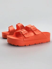 2025 新款女士时尚休闲高弹力 EVA 防滑扣带拖鞋，减震柔软舒适防臭凉鞋