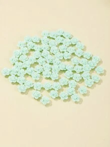 50pcs Fashionable Acrylic Solid Color Rose Shaped Beads With Straight Hole For Diy Bracelet, Necklace, Phone Chain, Jewelry Making Supplies Valentines - Multicolor - View 6