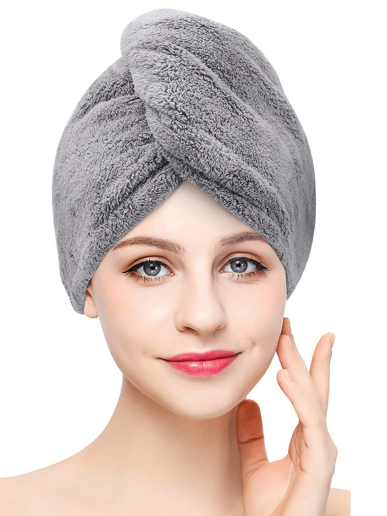 1pc Women's Solid Color Thickened Quickdrying Hair Towel Cap, Suitable