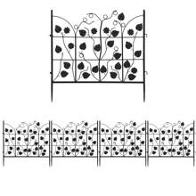 UNHO Garden Metal Fence Panels, 26in X 11ft Outdoor Rustproof Wrought Iron Landscape Fencing Wire Gate Border Edge Folding Set Of 5 - 黑色 - 查看 1
