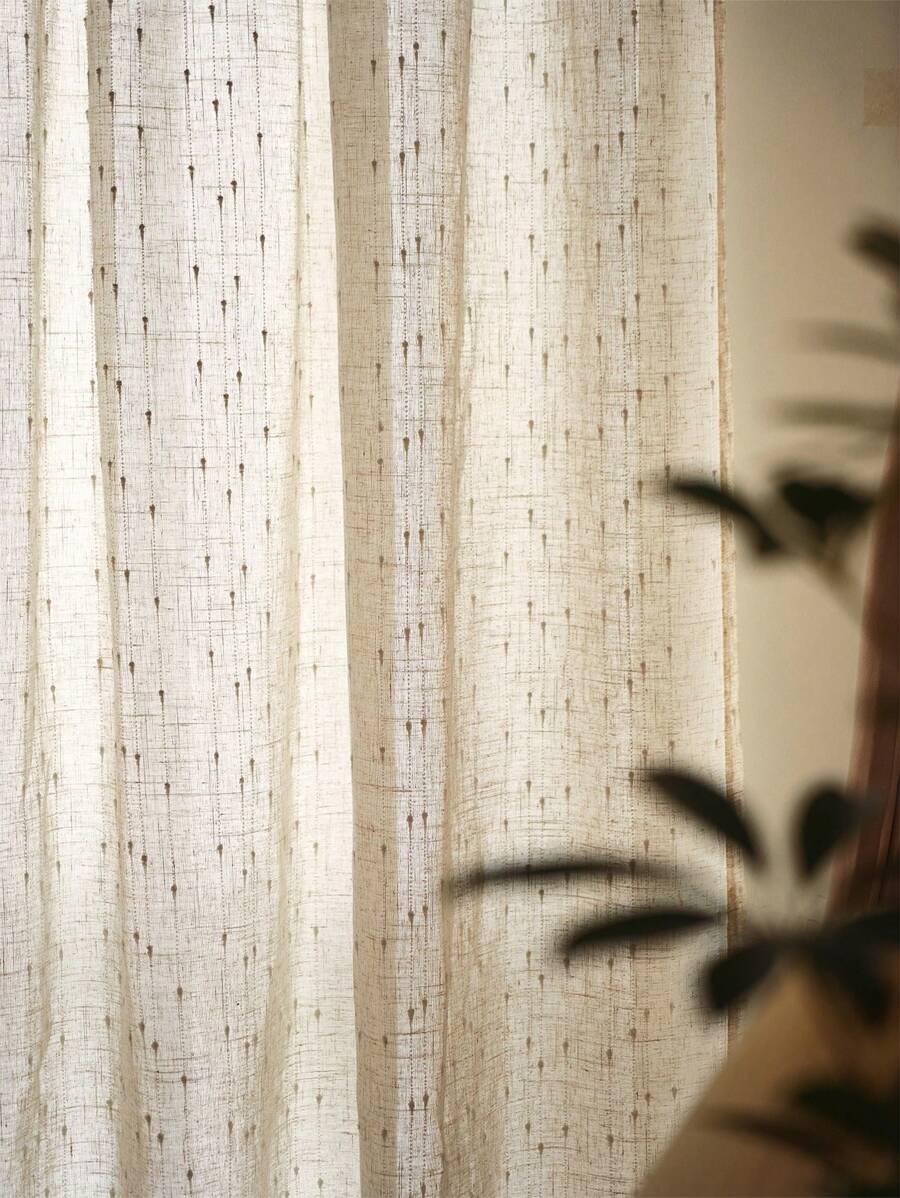 1 Pieza Cortina De Ventana Traslúcida Estilo Japonés De Lino De Color Natural, Diseño Simple, Para Sala De Estar, Dormitorio, Balcón, Aislamiento Térmico