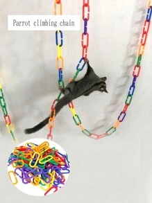 100pcs/Pack Colorful Plastic Parrot Hanging Chain Bird Toy, Pet Bite Toy, Diy Material Swing Ladder - Multicolor - View 1