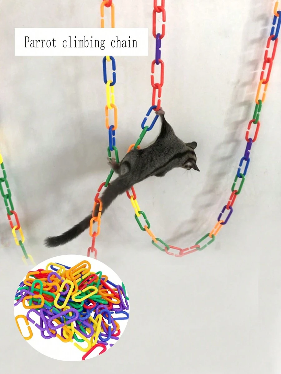 100pcs/Pack Colorful Plastic Parrot Hanging Chain Bird Toy, Pet Bite Toy, Diy Material Swing Ladder - Multicolor - View 1