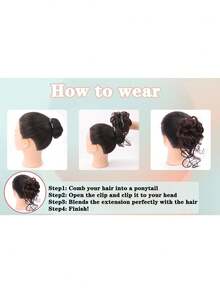 女用假髮凌亂髮髻髮飾女性鬆波捲髮夾髮包合成髮髻爪夾髮夾 - 淺灰色 - 查看 6