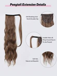 Wavy Ponytail Extension 22 Inch Heat Resistant Synthetic Natural Wavy Hairpiece Wrap Around Pony Tail Hair Extensions For White  Hair Piece Light Brown Synthetic Hair Piece - Brown - View 7