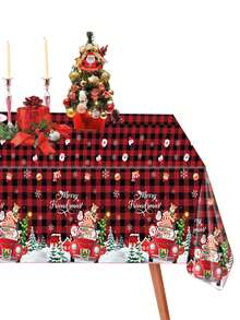 1 Miếng 137*274cm Giáng sinh Phong cách PE Khăn trải bàn , Bàn Lá cờ Trang trí Tiệc Giáng sinh Phòng Bàn Bàn , Tiệc Giáng sinh Khăn trải bàn dùng một lần - Nhiều màu - Xem 2
