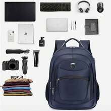 Mochila de gran capacidad para hombres mochila recargable USB bolsa de computadora de negocios mochila de ocio mochila de estudiante de secundaria - Rojo - Ver 3