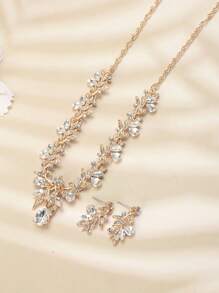 3 件套時尚合金水鑽玻璃和人造珍珠項鍊耳環套裝,適合女士婚禮和派對優雅