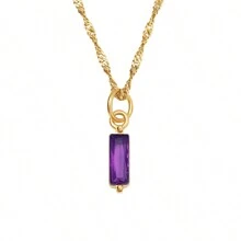Exquisite And Simple Stainless Steel 18k Gold Plated December Birthstone Cz Inlaid Pendant Necklace - December - View 15