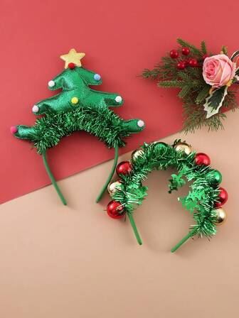 2 piezas Diadema con forma de árbol de Navidad para decoración de fiesta, diadema para mujeres