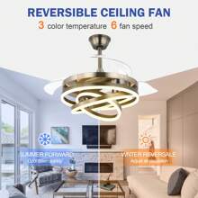 42" Ceiling Fan with Adjustable LED Light Kit, Retractable Fan Blades DC Motor Ceiling Fan with Remote Control for Bedroom