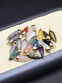 4 件/套隨機顏色天然石材吊墜吊墜適合 Diy 女士男士項鍊珠寶配件日常禮物