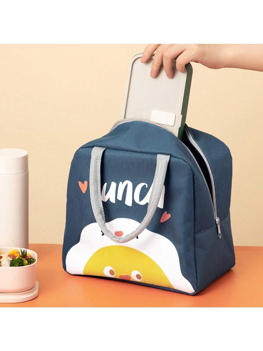 Cartoon Printed Portable Lunch Bag School Organizer Bags Teacher Storage Bags Classroom Bags Classroom Organizer BagsBack To School Lunch Kit School Stuff For School Lunch Box Bag Home Essentials Back To School Supplies - Navy Blue - View 1