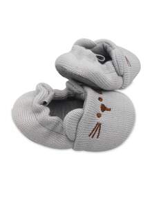 1pair Soft Bottom Anti-Slip Infant & Toddler Flat Shoes For Spring And Autumn - Grey - View 2