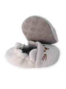 1pair Soft Bottom Anti-Slip Infant & Toddler Flat Shoes For Spring And Autumn - Grey - View 3