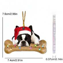 1 件 2d 壓克力聖誕骨狗汽車掛件後視鏡掛件聖誕裝飾掛飾感恩節最佳禮物 - 彩色 - 查看 2
