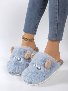 Women's Plush Slippers, Comfortable & Soft Open Toe Anti-slip Indoor Slippers, Home Slides