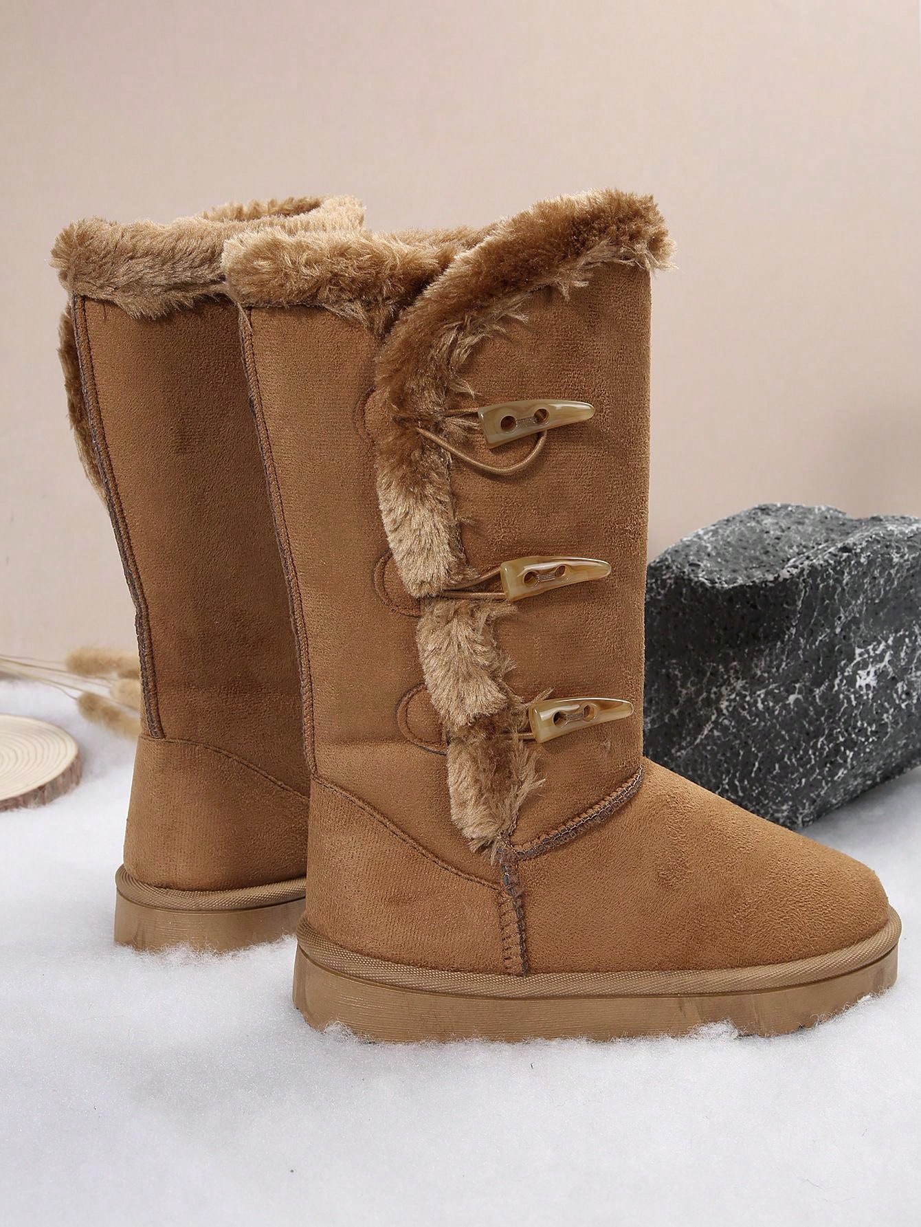 Women's Warm Plush Snow Boots, Winter Snow Shoes SHEIN EUQS