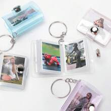 2 piezas Lindos Llaveros de mini álbumes de fotos, llavero de álbum de fotos con estilo de inserción y soporte de identificación, colgante de bolso, regalo ideal para amigos, adecuado para regalos de festivales, color casual aleatorio. - Multicolor - Ver 2