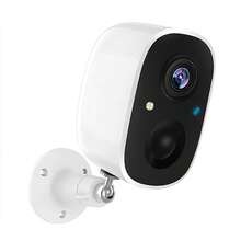 1 Pieza Cámara De Seguridad Wifi Alimentada Con Batería Recargable Con Foco Y Alarma - 1080p Para Seguridad Del Hogar - Uso Al Exterior - Blanco - Ver 1