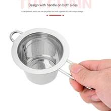 Colador De Té De Doble Oreja De Acero Inoxidable Con Tapa - Plateado - Ver 3