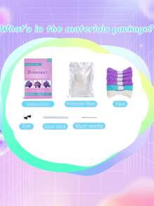 1set Purple Dinosaur Crochet Kit For Beginners, Including Yarn And Step-By-Step Instructional Video - Multicolor - View 3