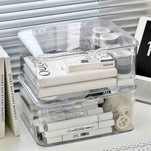 1 件透明壓克力桌上收納盒附蓋辦公收納盒 - 無色 - 查看 3