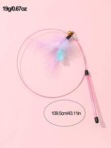 1pc Feather Detail Cat Teaser Stick, Cat Interactive Fishing Pole Toys For Indoor Cats To Play Chase Exercise With Bell - View 6