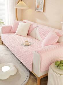 housse de coussin de canapé en poils de lapin épais et chauds d'hiver avec artisanat matelassé, housse de canapé anti-saleté et antidérapante de style moderne pour animal de compagnie, disponible pour canapé en forme de L et canapé 1/2/3/4 places dans le salon (vendu par Morceau )
