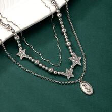 Multi-layer Necklace With Star & Crystal Pendants. Suitable For Christmas And Daily Wear - Multicolor - View 1