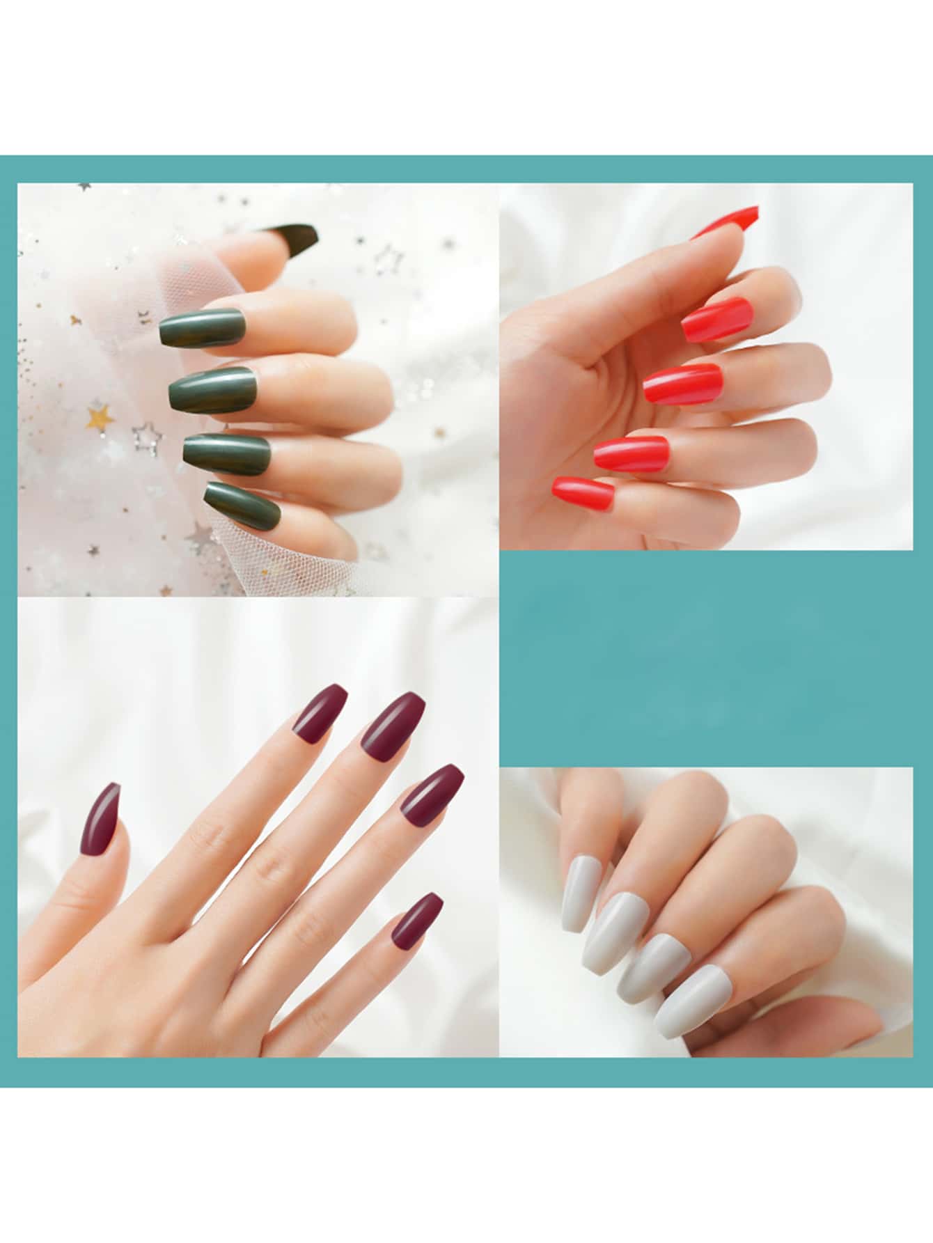 24pcs/box Short Ballet Style Matte Frosted Nail Art Adhesive Stickers - White - View 1