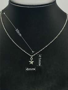 1件不鏽鋼鏈條配有古銀色星形吊墜項鍊,適合女性日常穿著