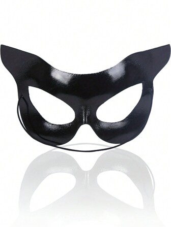 Máscara de gato de media cara de PVC negra para maquillaje de fiesta, máscara de ojos de gato para niñas y mujeres en Halloween